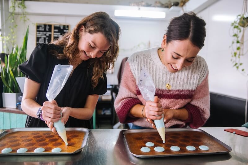 Women enjoying cooking class together
